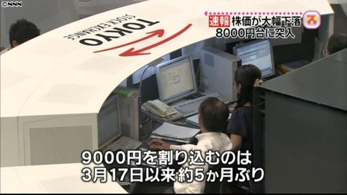 日経平均 取引開始直後に9000円割れ