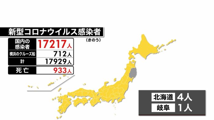 全国で感染確認21人 死者は3人