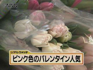バレンタインデーにピンクのチューリップを