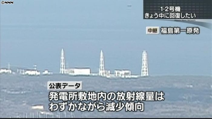 福島第一敷地内の放射線量、僅かに減少傾向
