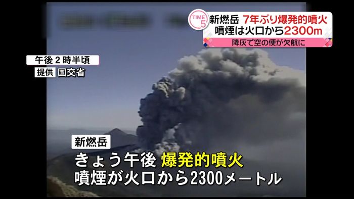 新燃岳 7年ぶり爆発的噴火 空の便に影響