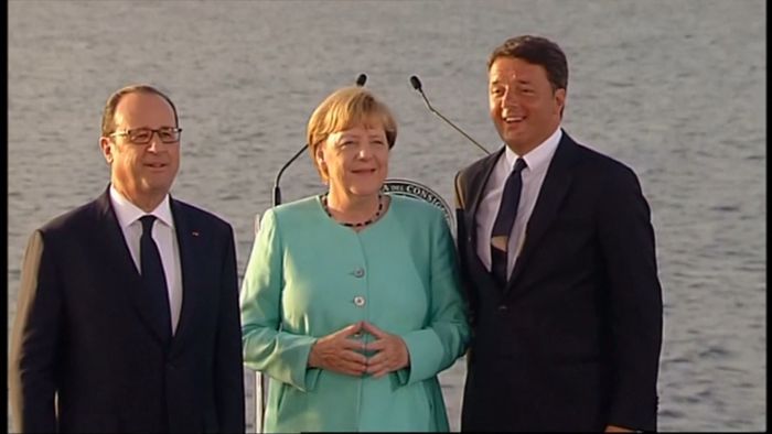 EU主要の独・仏・伊首脳が結束アピール