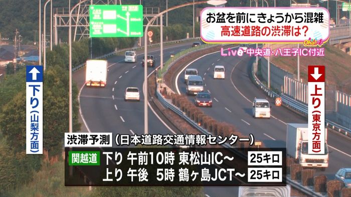 お盆を前に一部で渋滞予想