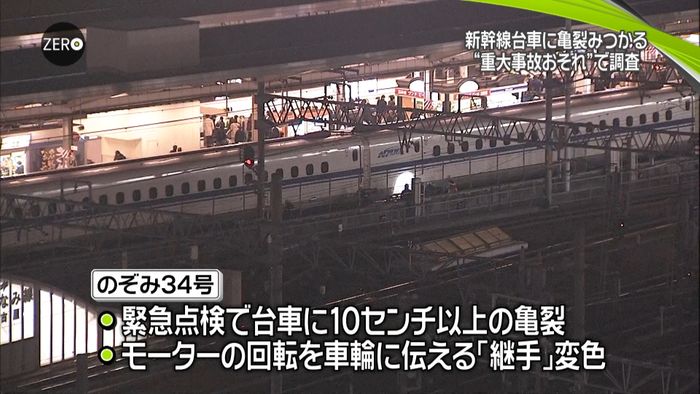 新幹線台車に亀裂“重大事故の恐れ”で調査