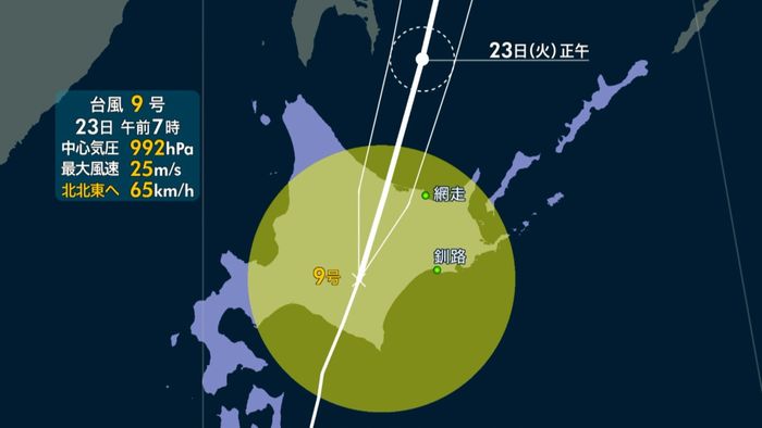 【台風9号】北海道・日高地方へ再上陸