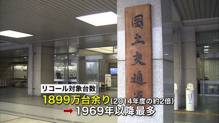 自動車リコール約1899万台 過去最多