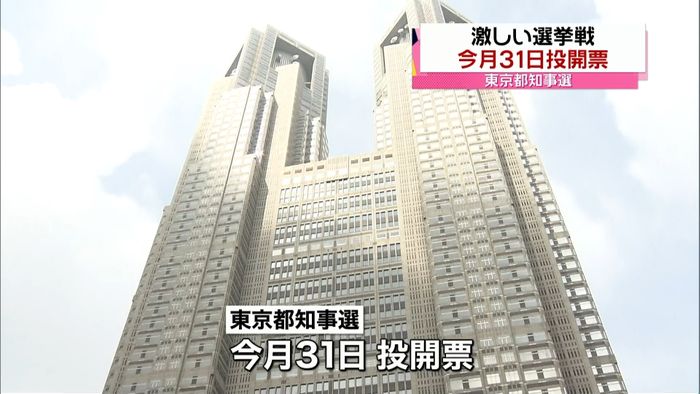 都知事選 激しい選挙戦…各候補支持訴える
