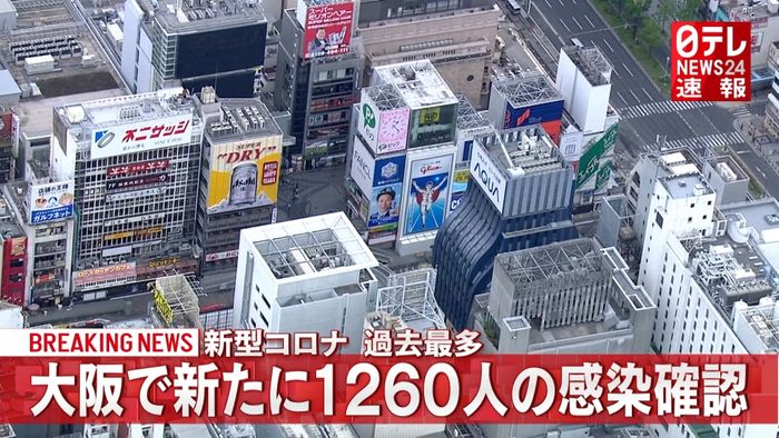 大阪で新たに１２６０人感染確認　過去最多