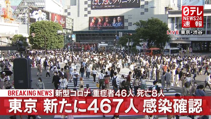 東京都で新たに４６７人の感染確認
