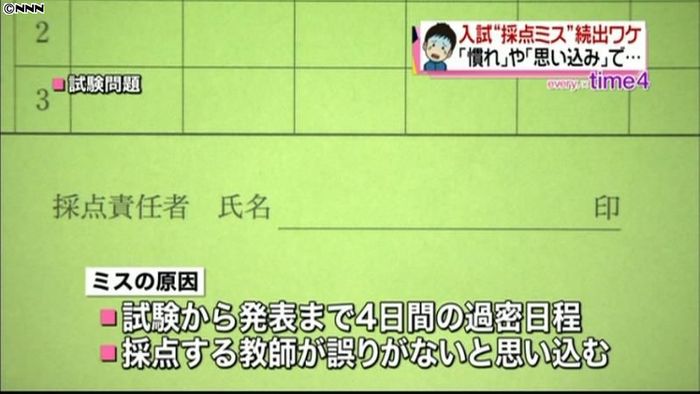 「慣れ」や「思い込み」で…入試採点ミス