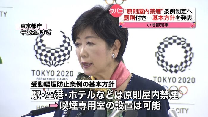 国に先行“原則屋内禁煙”都が条例案を発表