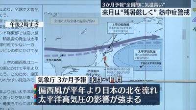 気象庁3か月予報 9月 10月は全国的に気温高く 熱中症に警戒を