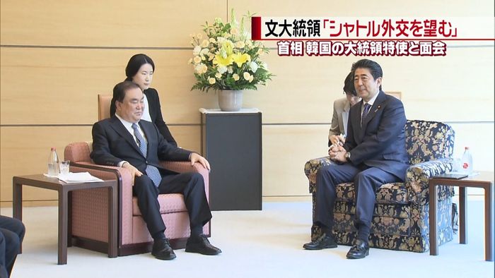 安倍首相、韓国の大統領特使と面会