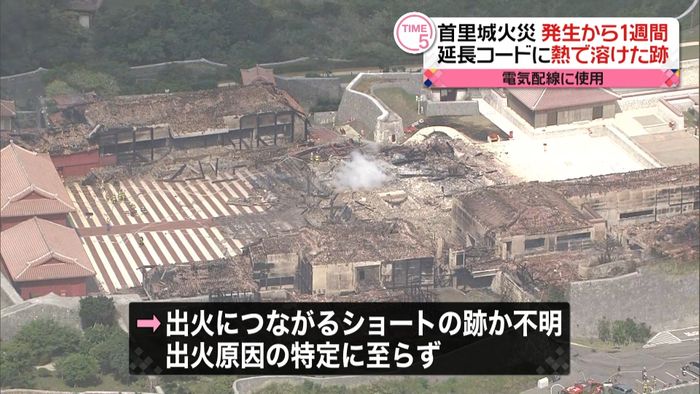 延長コードなどに熱で溶けた跡 首里城火災