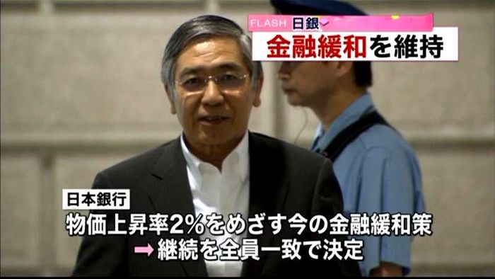 日銀“第1の矢”金融緩和策の維持を決定