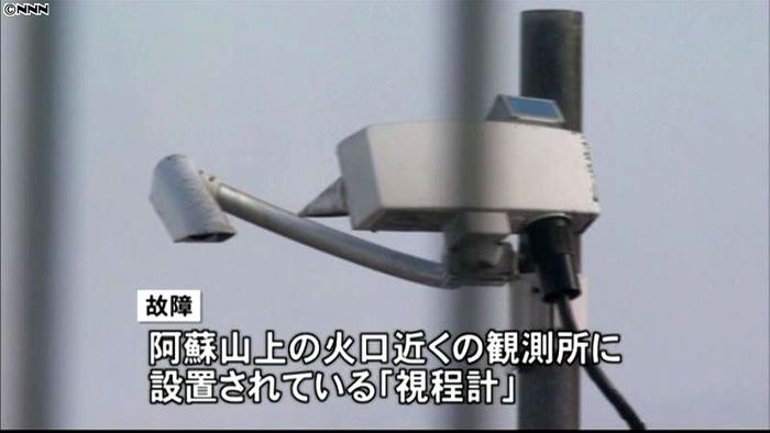阿蘇山の気象データ計測機器が故障