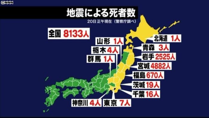 死者・行方不明者、2万人以上に
