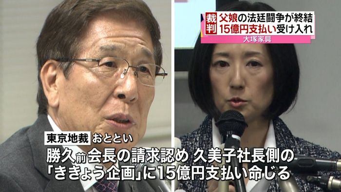 大塚家具裁判 久美子氏が判決受け入れ終結