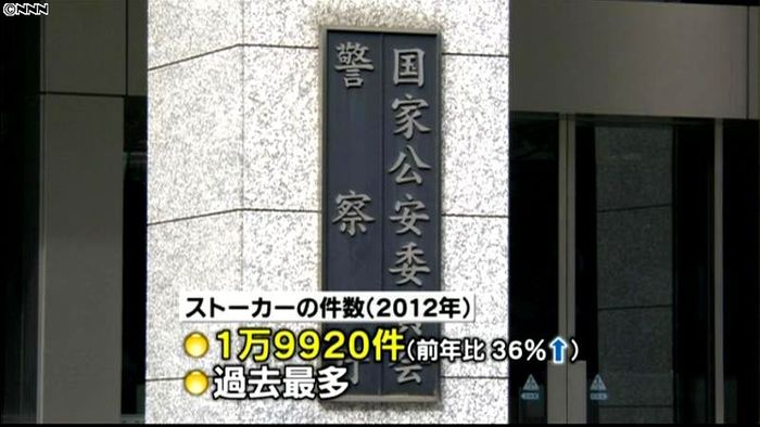 ストーカー過去最多 全国で約2万件に