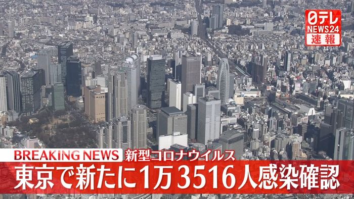 東京で新たに1万3516人の感染確認　新型コロナ