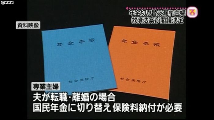 年金切り替え漏れ救済法案を閣議決定