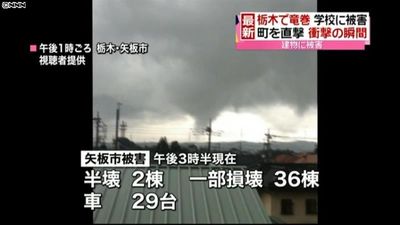 矢板市で竜巻 建物や車に被害 ケガ人も 矢板市で竜巻 建物や車に被害 ケガ人も