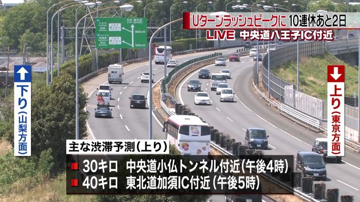 連休もあと2日…Uターンラッシュがピーク