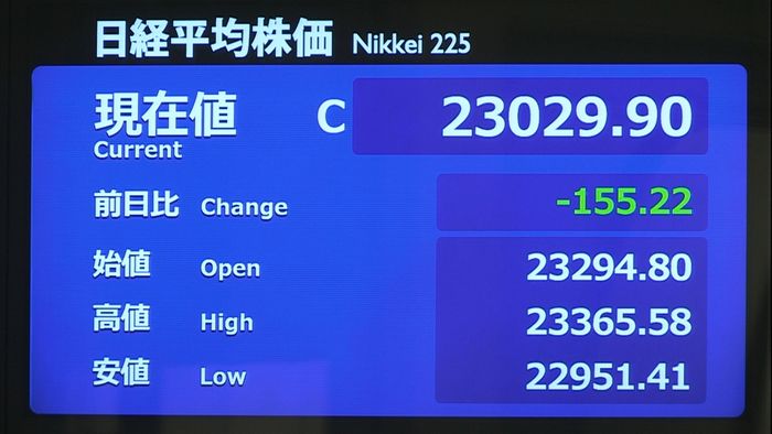 売買停止から一夜…日経平均155円安