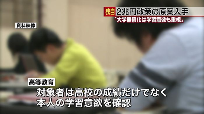 大学無償化「学習意欲も重視」~新政策原案