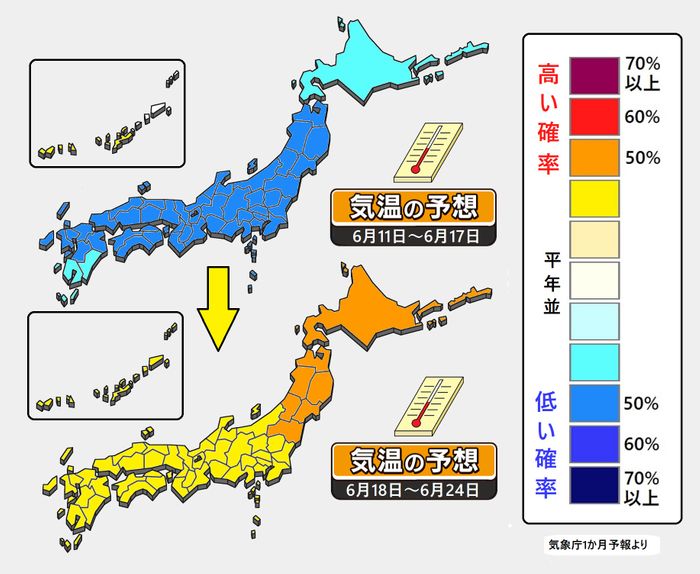 【1か月予報】西日本も梅雨入りへ　6月後半は気温が高め