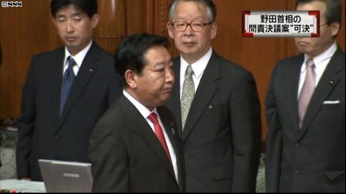 野田首相への問責決議を可決～参院本会議