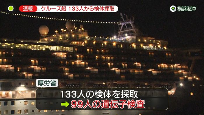クルーズ船133人の検体採取し遺伝子検査