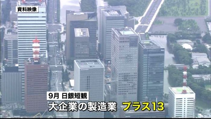 9月の日銀短観 大企業製造業2期ぶり改善
