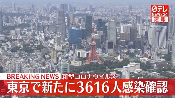【新型コロナ】東京で新たに3616人の感染確認　4日連続で3000人回る