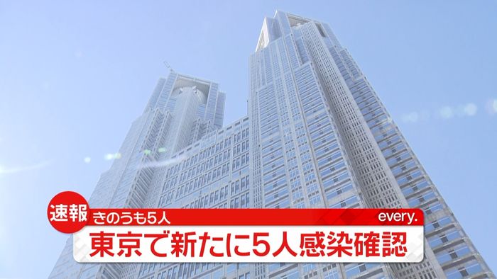 東京都新たに5人感染 4日連続10人以下