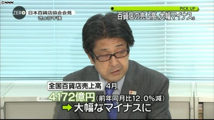 百貨店売上高、12%減の大幅マイナス