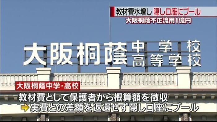 大阪桐蔭中・高で不正流用 1億円以上