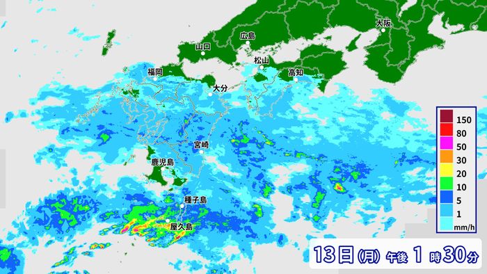 梅雨前線北上 九州南部や奄美では14日(火)にかけ大雨警戒