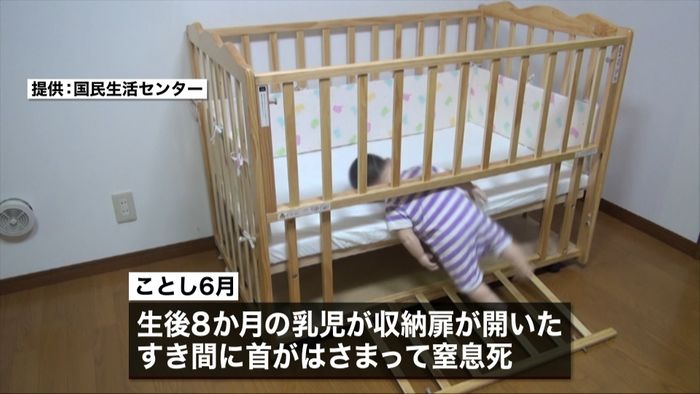 扉つきベビーベッドで乳児窒息 事故相次ぐ