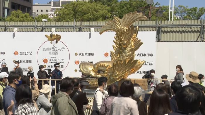 名古屋“金のシャチホコ”地上で触れる展示