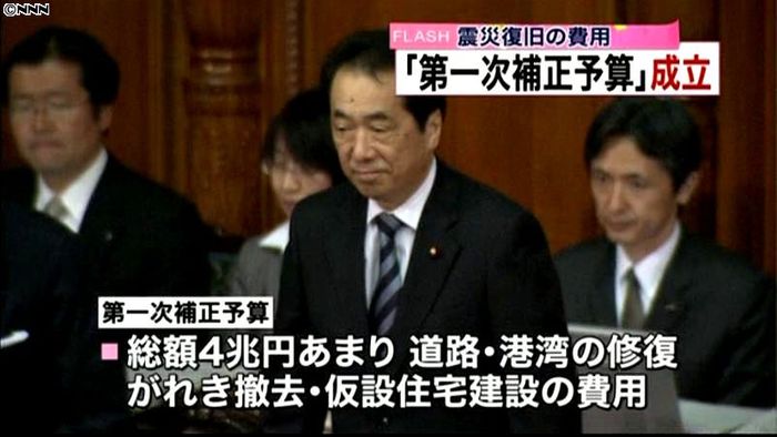 1次補正予算が成立 震災復旧に4兆円