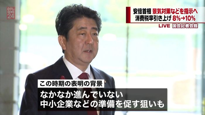 消費税率“引き上げ”景気対策など指示へ