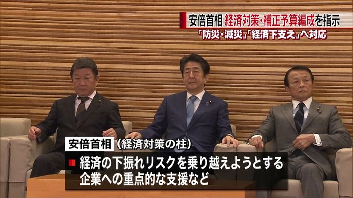 安倍首相 経済対策と補正予算編成を指示