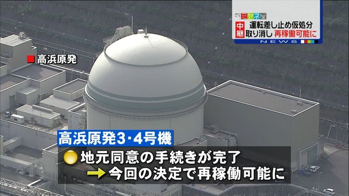 高浜原発 運転差し止め仮処分を取り消し