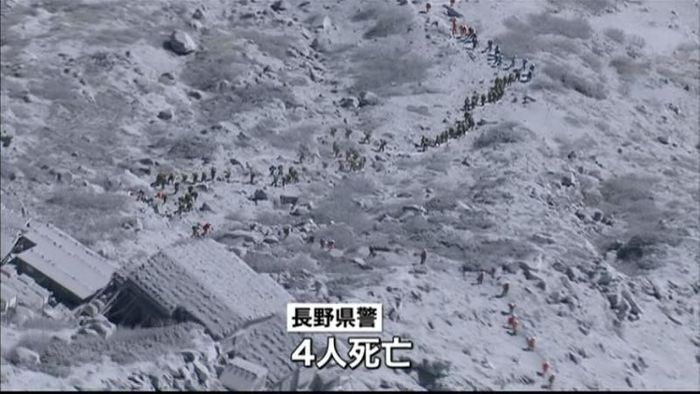 4人の死亡確認 御嶽山噴火で長野県警