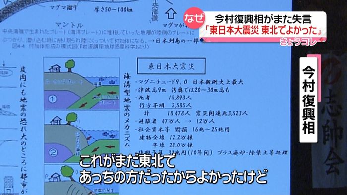 今村復興相 震災「まだ東北でよかった」