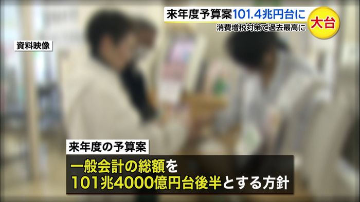 来年度予算案 101兆4千億円台後半に