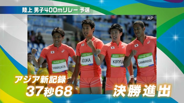 男子400リレー 日本がアジア新で決勝へ
