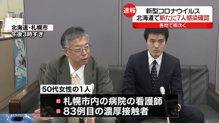 北海道で新たに7人感染 濃厚接触の女性も