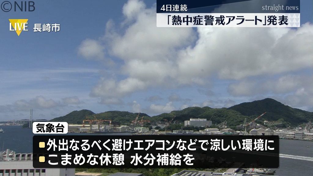 4日連続“熱中症警戒アラート” 各地で30℃以上の真夏日に 気象台“予防行動呼びかけ”《長崎》